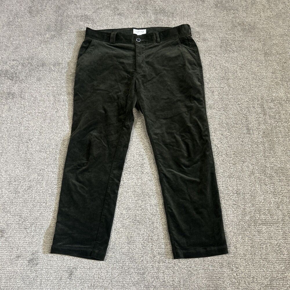 I Love Ugly Slim Kobe Pants Mens Large Green Corduroy Cropped Straight Leg
